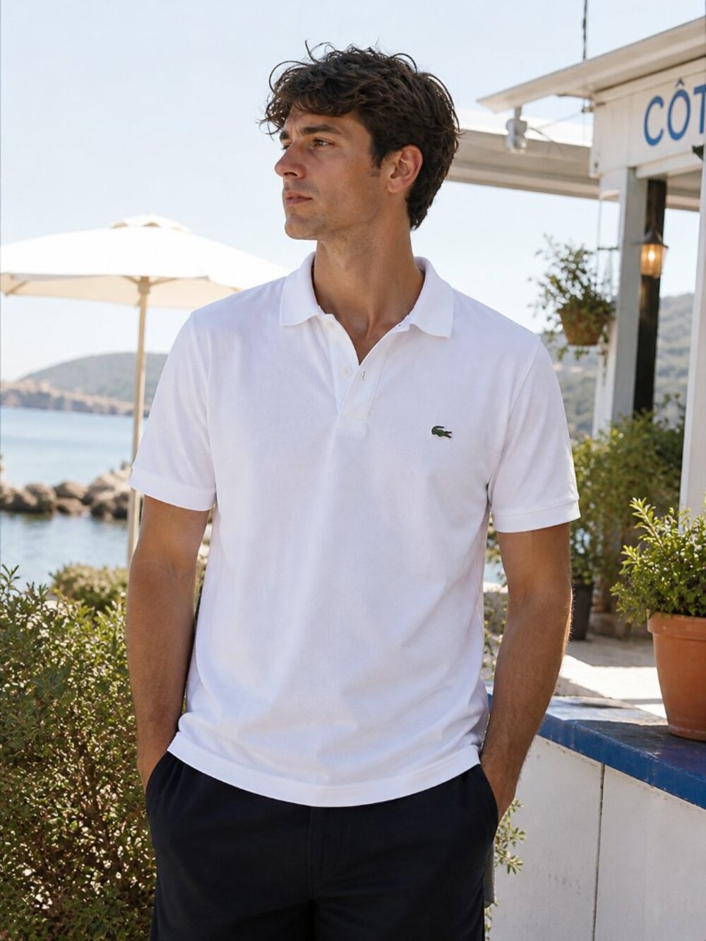 Lacoste White Polo Shirt Classic Fit Men’s L Cotton Short Sleeve Preppy Basic